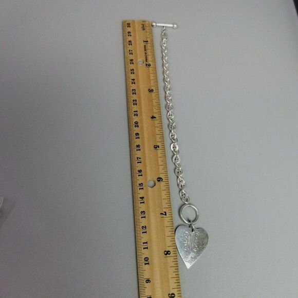 Vintage Basch Sterling Silver M Monogram Heart Charm Bracelet, Initial Letter - Picture 6 of 9